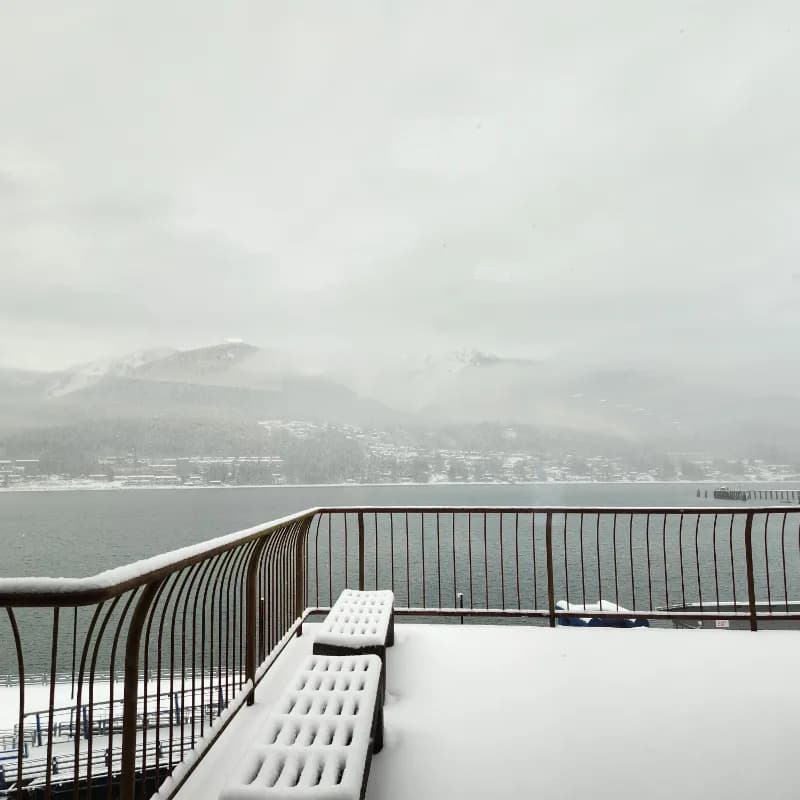 Snowy landscape balcony
