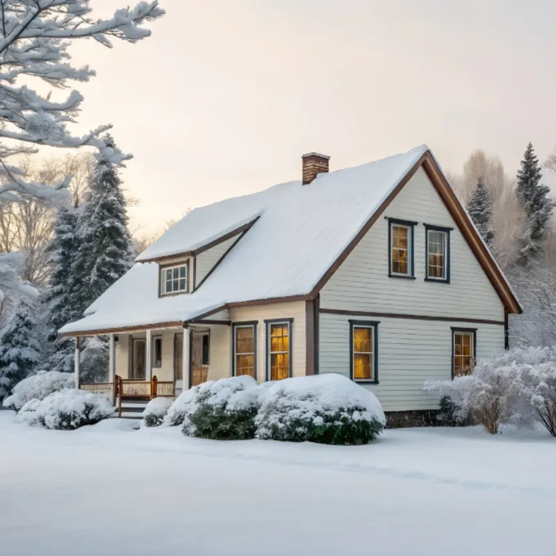 A snowy yard with a closed gate, representing winter pet waste service challenges.